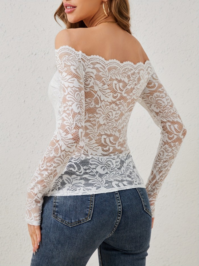 Sexy Off-Shoulder Lace Slim Fit Blouse ✨