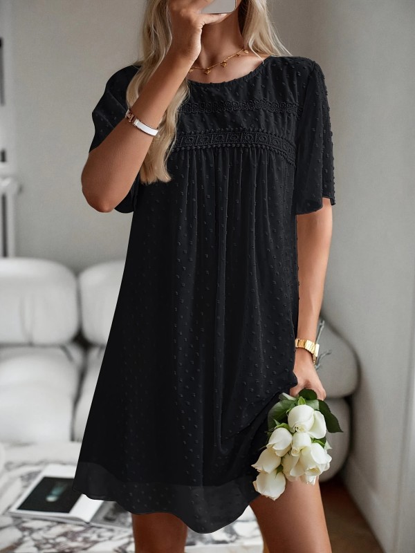 Swiss Dot Mesh Short Sleeve Mini Dress ✨