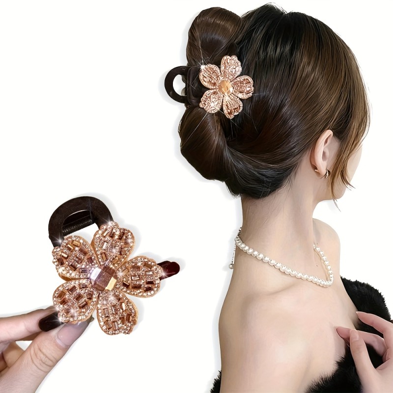✨ Vintage Velvet Petal Rhinestone Flower Hair Clip ✨