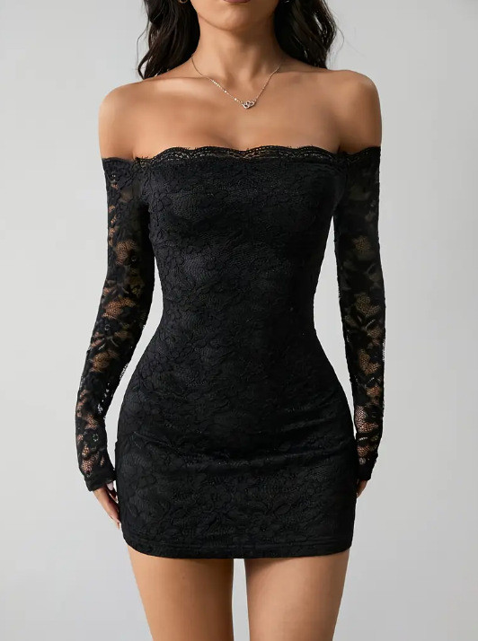 Off-Shoulder Lace Bodycon Dress ✨