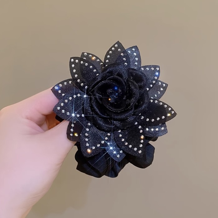 ✨ Elegant Faux Diamond Camellia Hair Tie ✨