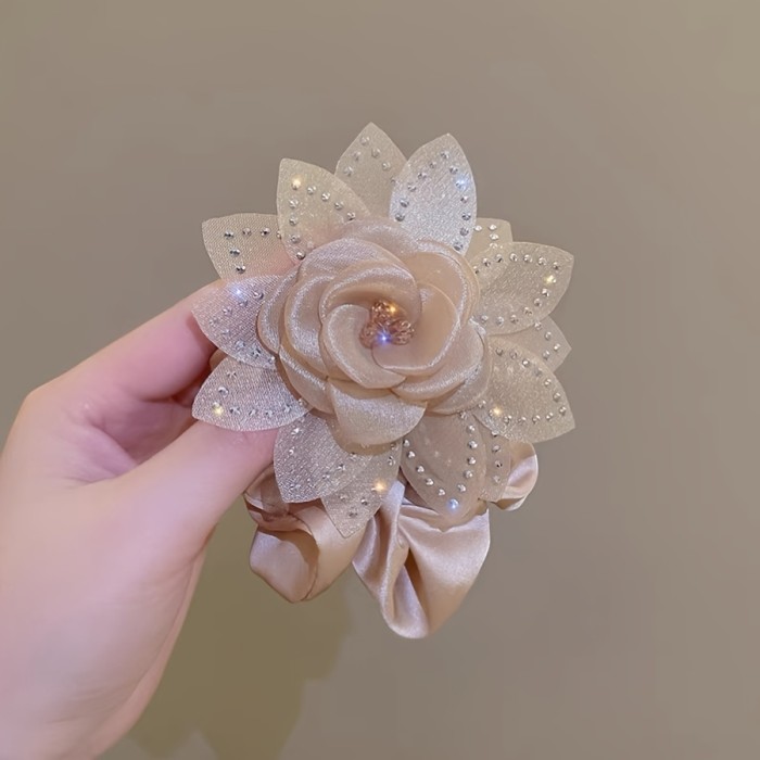 ✨ Elegant Faux Diamond Camellia Hair Tie ✨