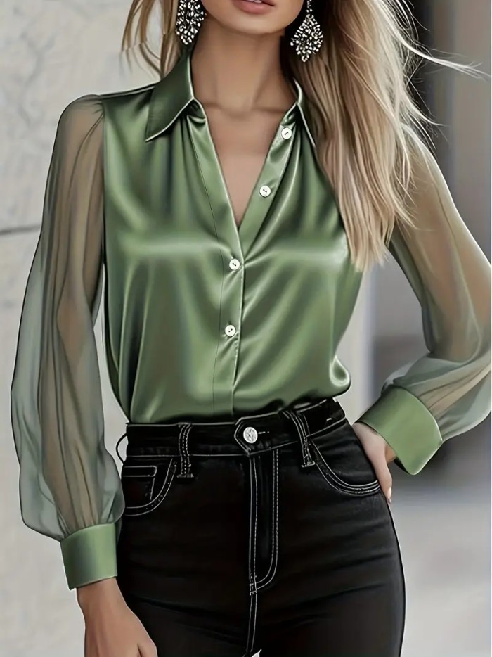 Light Luxury Satin Long Sleeve Shirt ✨