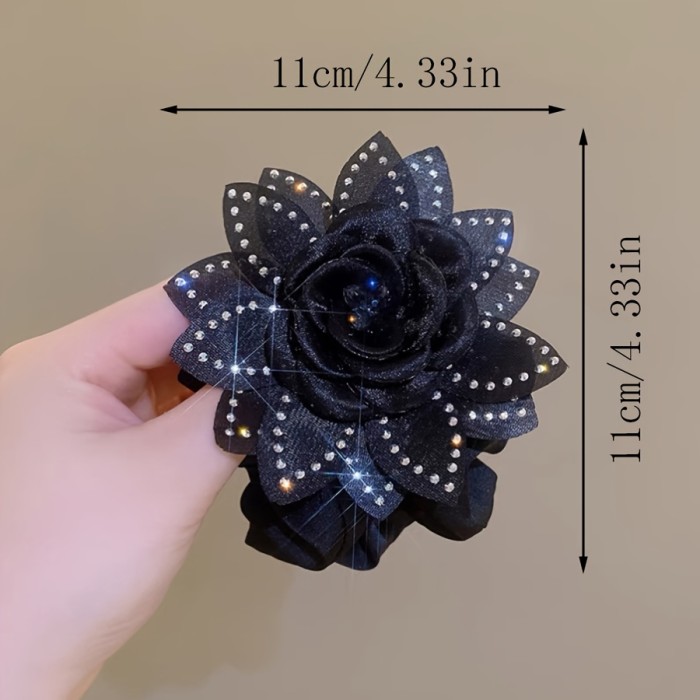 ✨ Elegant Faux Diamond Camellia Hair Tie ✨