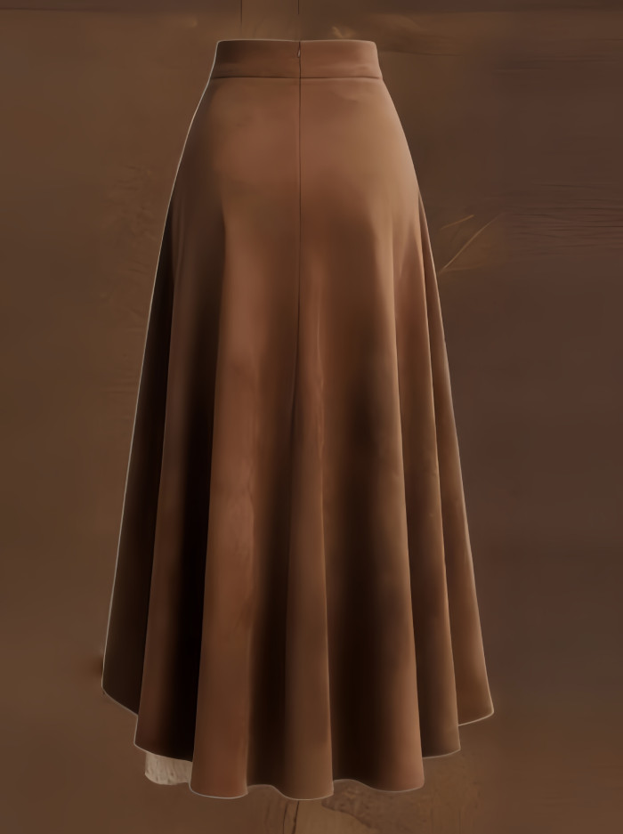 Western Vintage Brown Suede Lace A-Line Midi Skirt✨