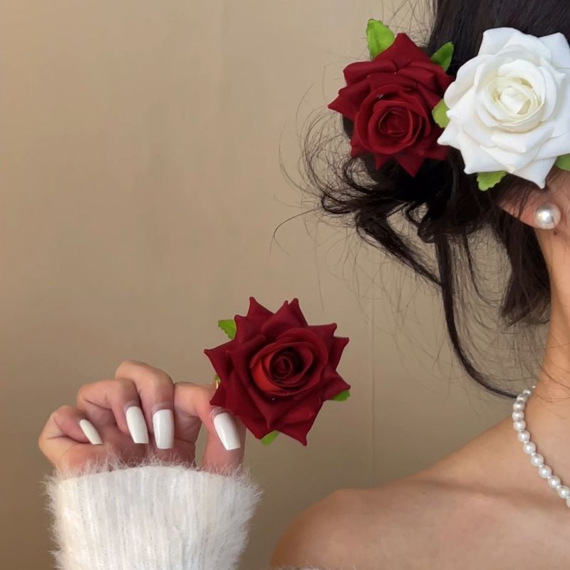 Boho Rose Flower Hair Clips (2pcs) ✨