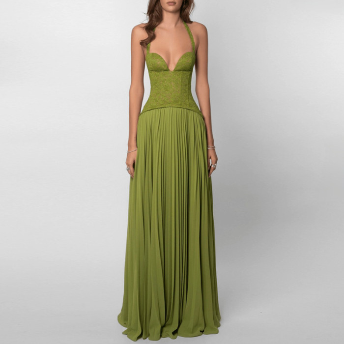 ✨ Embroidered Lace-Up Backless Maxi Dress ✨