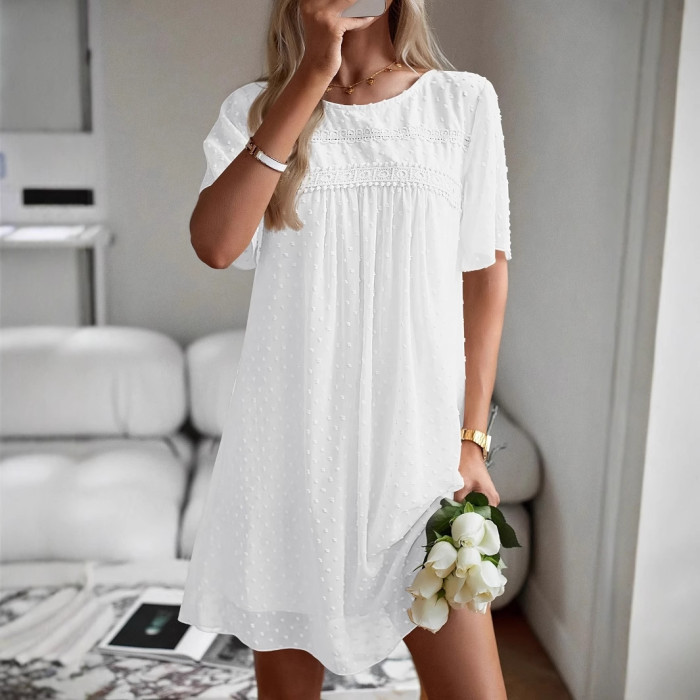 Swiss Dot Mesh Short Sleeve Mini Dress ✨