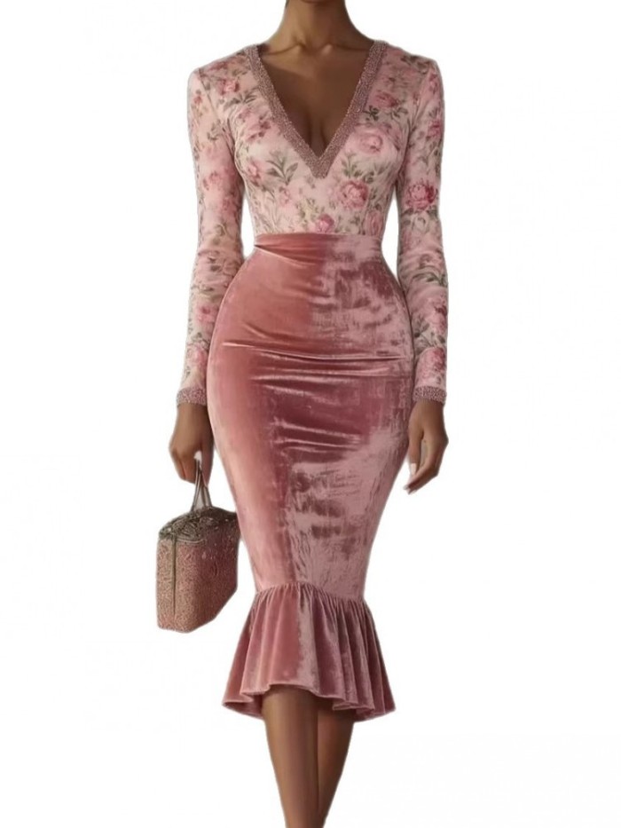 ✨ Elegant Ethnic Long Sleeve Midi Dress ✨