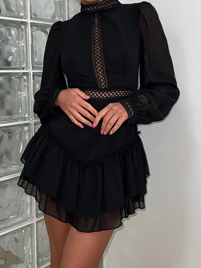 ✨ Hollow Stand Collar Elegant Mini Dress ✨
