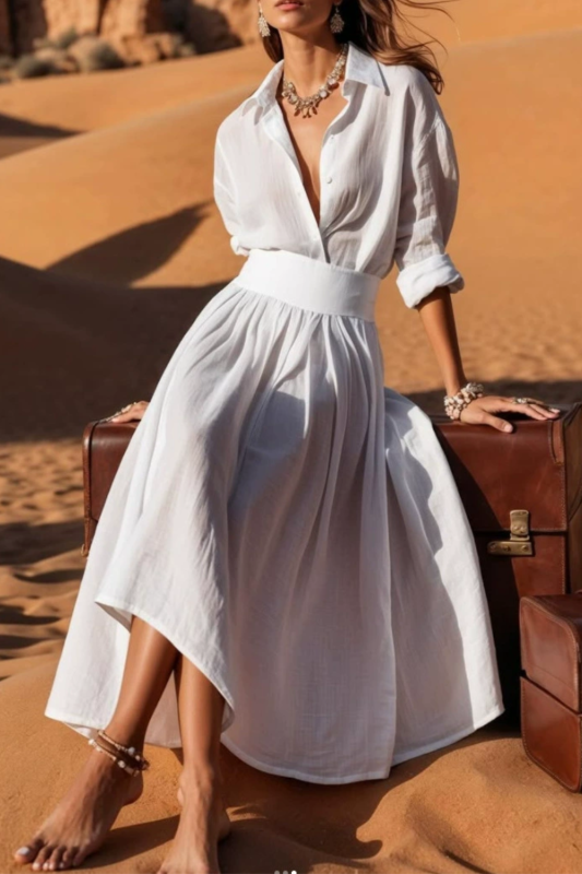 Elegant V-Neck Long Sleeve Swing Maxi Dress ✨