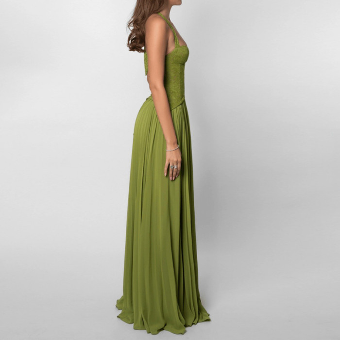 ✨ Embroidered Lace-Up Backless Maxi Dress ✨