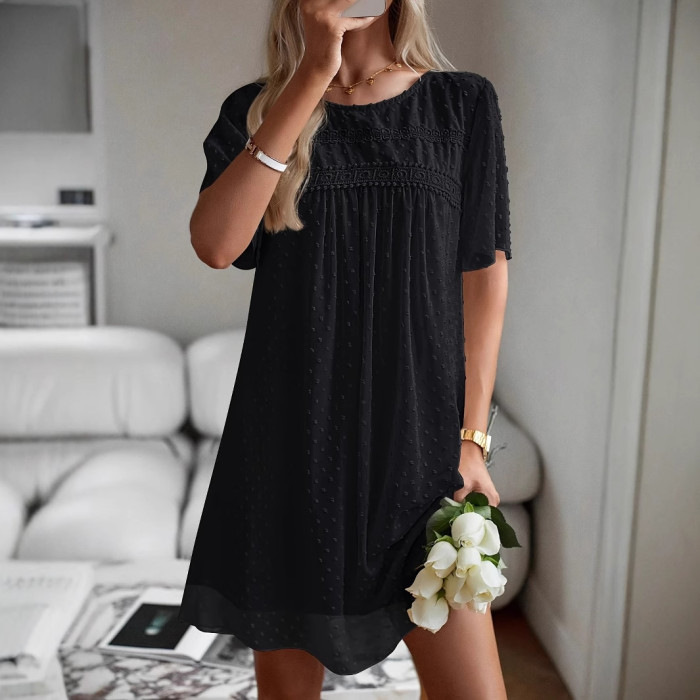 Swiss Dot Mesh Short Sleeve Mini Dress ✨
