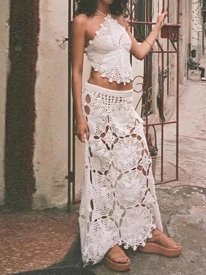 ✨ Flower Crochet Hollow Out 2-Piece Vacation Set ✨