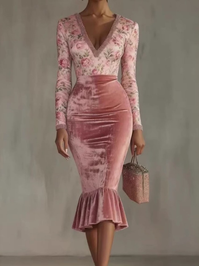 ✨ Elegant Ethnic Long Sleeve Midi Dress ✨