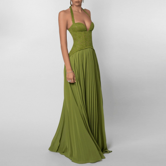 ✨ Embroidered Lace-Up Backless Maxi Dress ✨