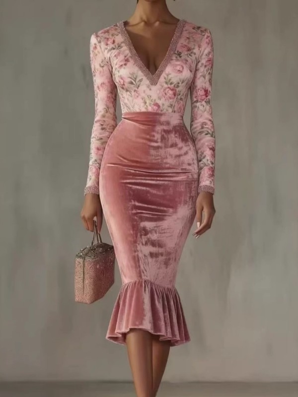 ✨ Elegant Ethnic Long Sleeve Midi Dress ✨