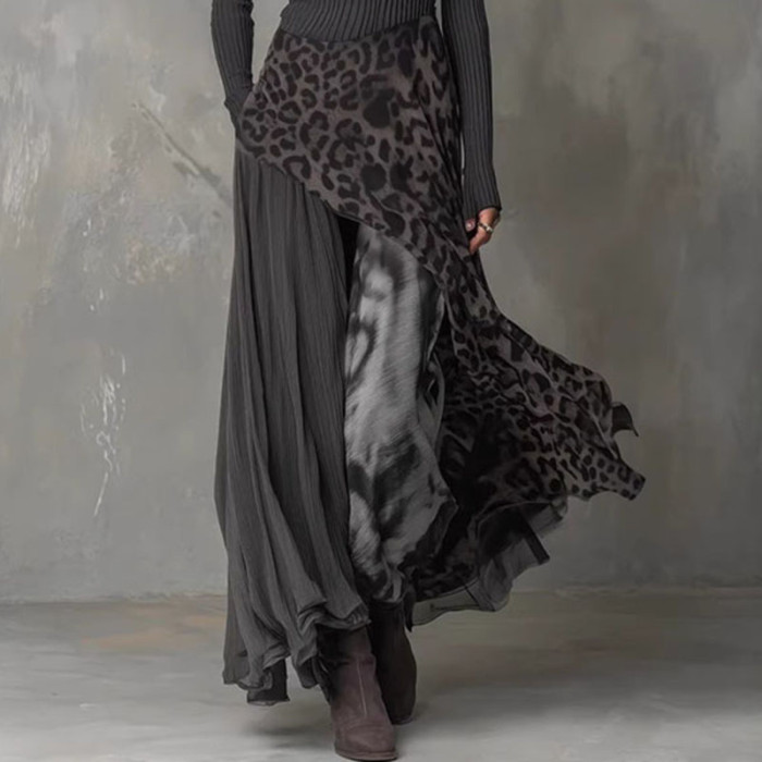✨ Splicing Leopard Print Ruffle Maxi Dress ✨