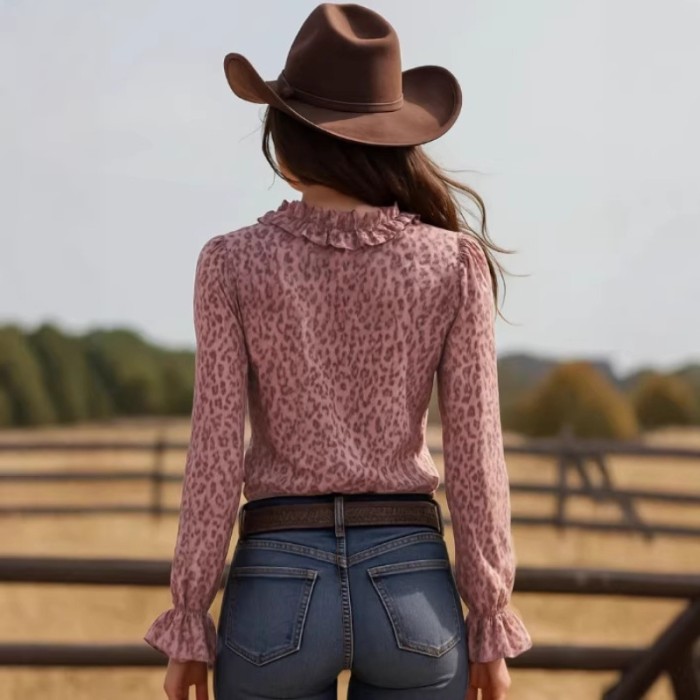 ✨ Sexy Leopard Print Ruffle Chiffon Blouse ✨