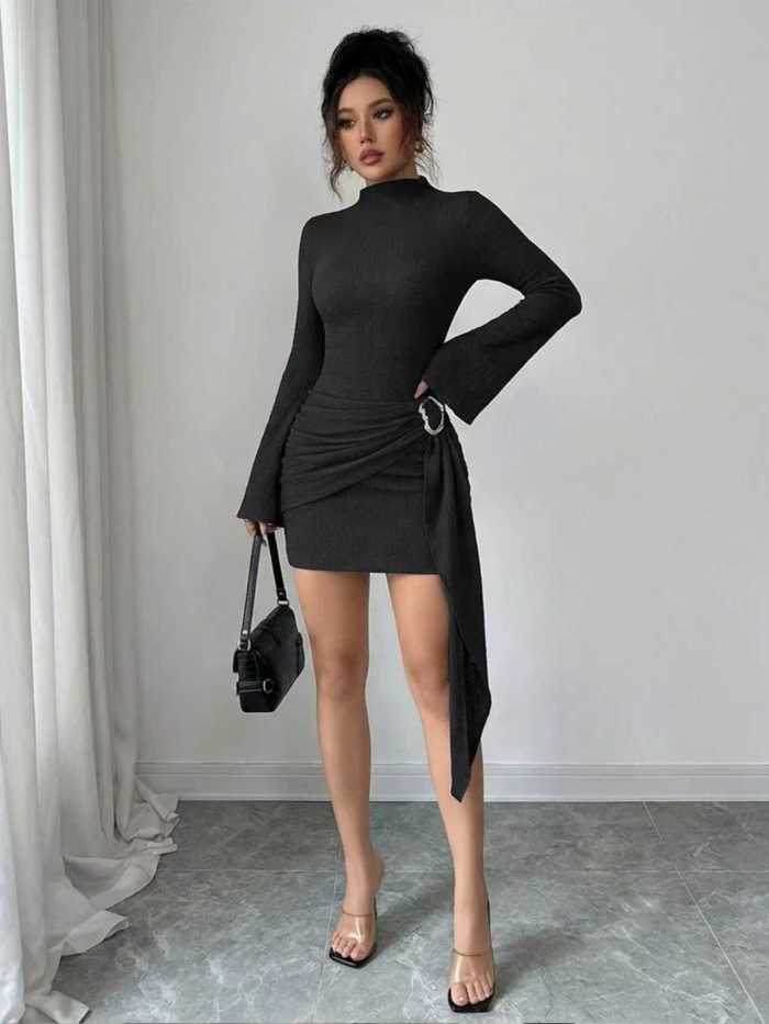 ✨ Sexy Stand Neck Bodycon Mini Dress ✨