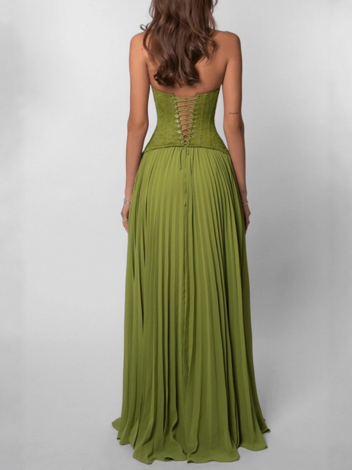 ✨ Embroidered Lace-Up Backless Maxi Dress ✨