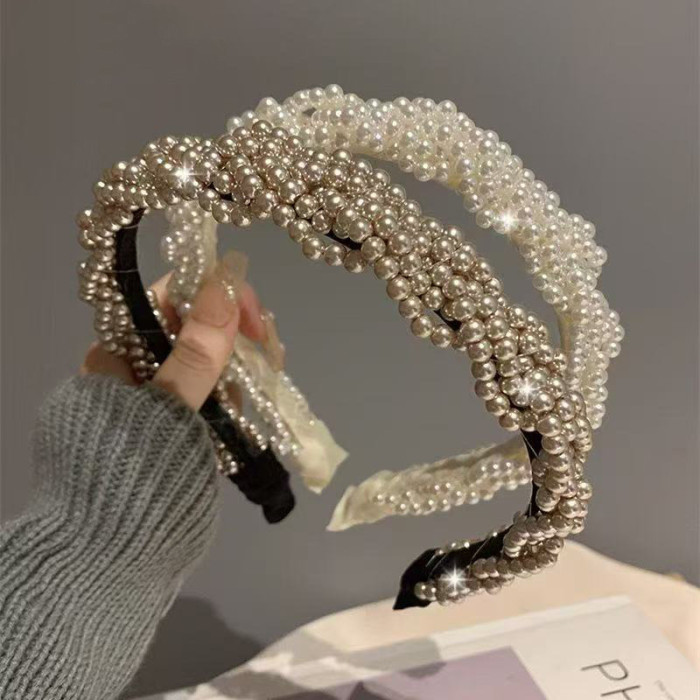 ✨ White & Champagne Pearl Bridal Headbands ✨