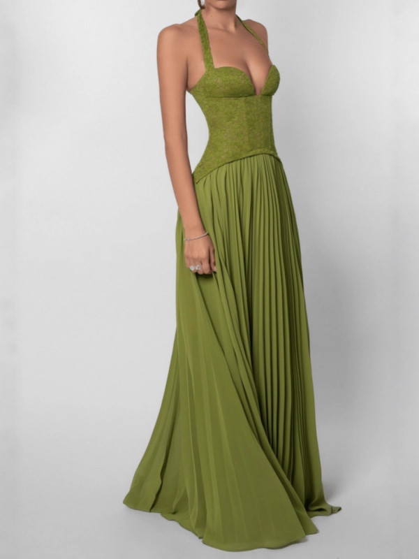 ✨ Embroidered Lace-Up Backless Maxi Dress ✨