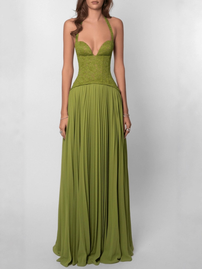 ✨ Embroidered Lace-Up Backless Maxi Dress ✨