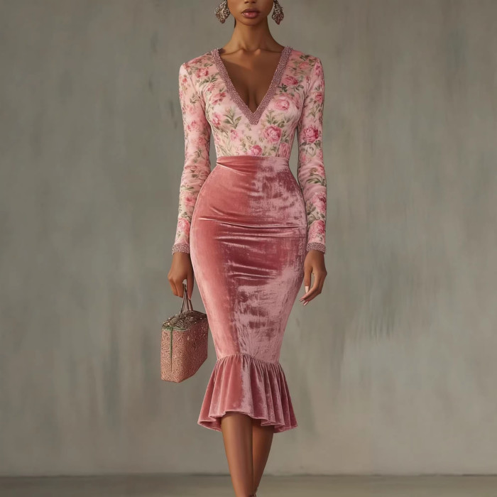 ✨ Elegant Ethnic Long Sleeve Midi Dress ✨