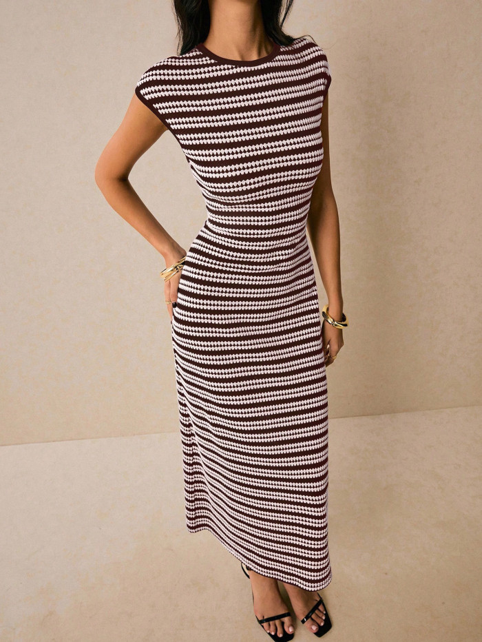 ✨ Summer Striped O-Neck Beach Long Dress ✨