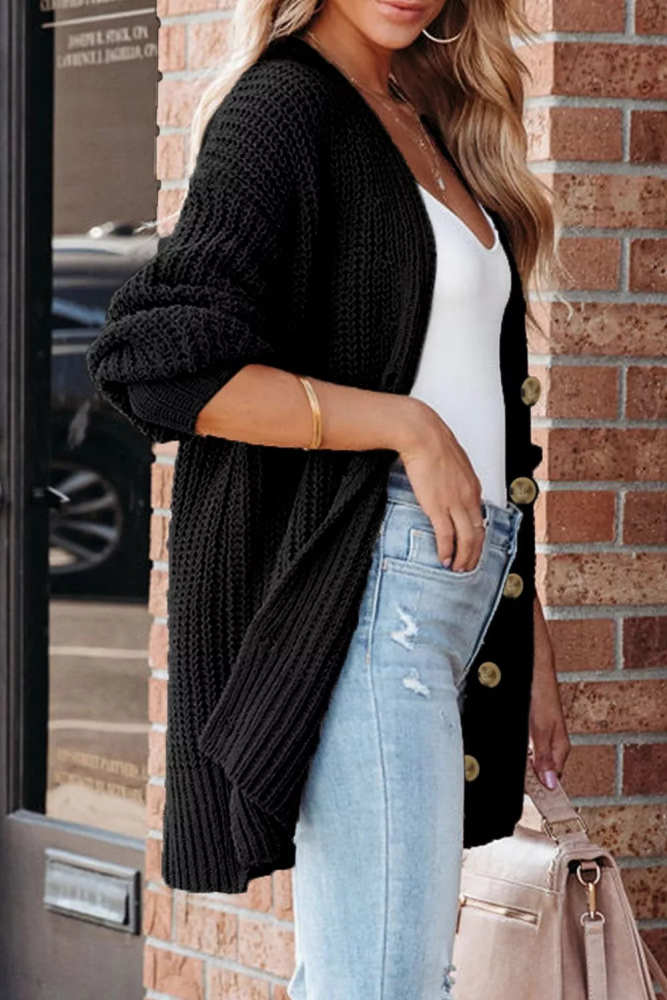 Chunky Knit Button-Down Cardigan