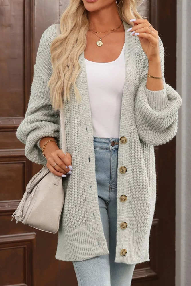 Chunky Knit Button-Down Cardigan