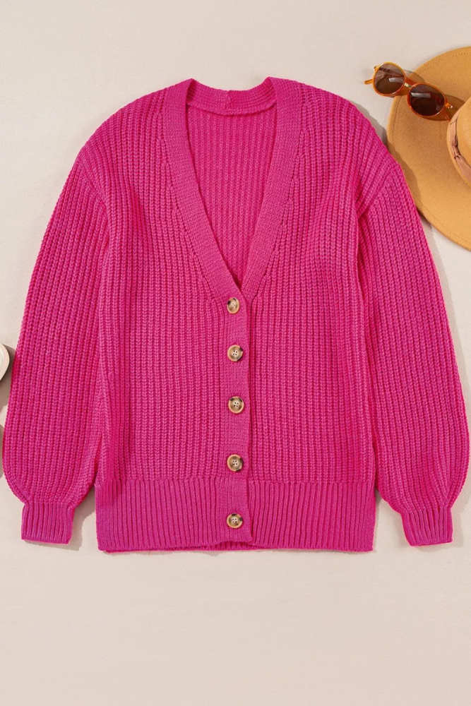 Chunky Knit Button-Down Cardigan