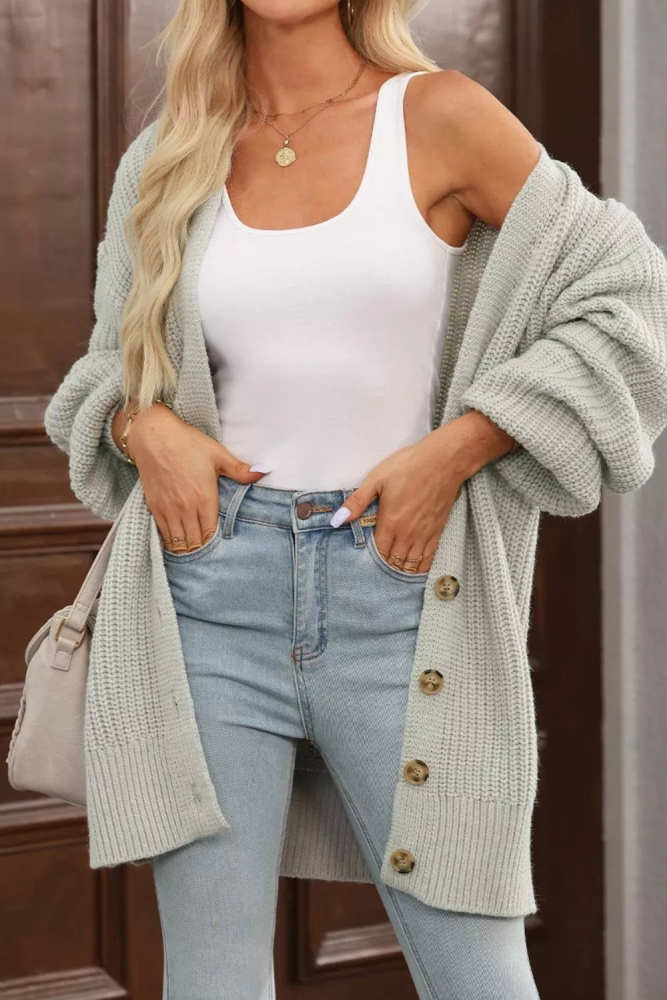 Chunky Knit Button-Down Cardigan