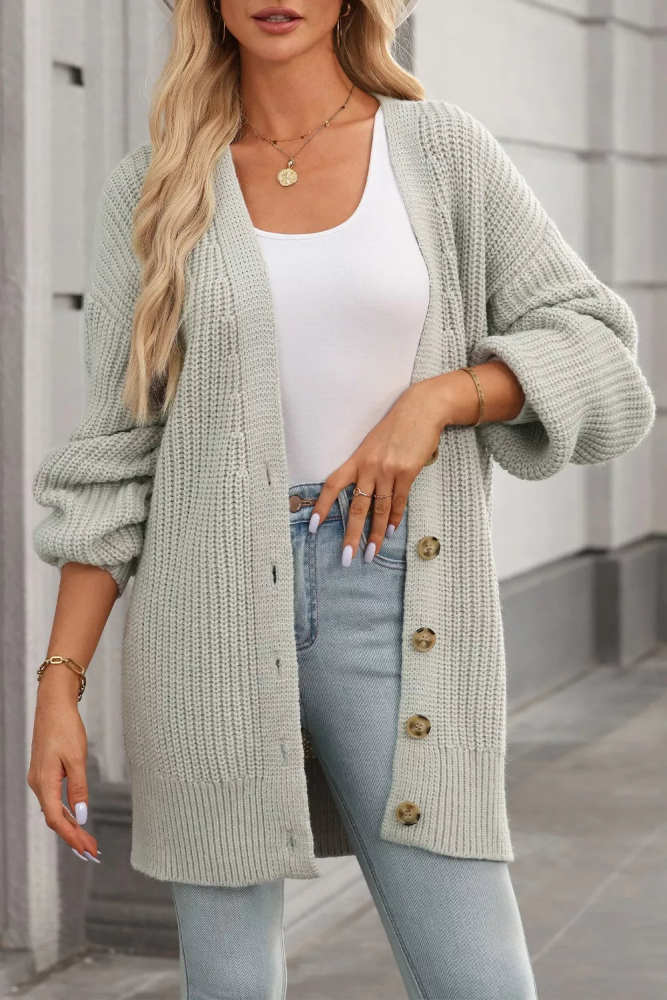 Chunky Knit Button-Down Cardigan
