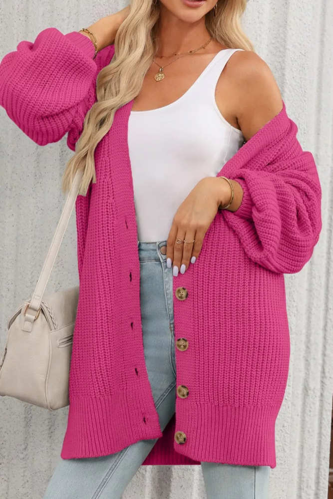 Chunky Knit Button-Down Cardigan