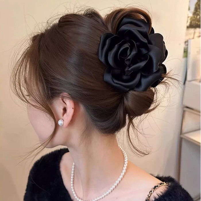 ✨Vintage Elegant Satin 3D Rose Hair Claw Clip✨