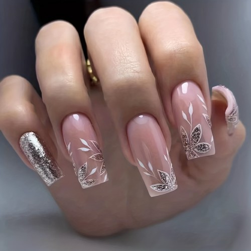 ✨Golden Maple Leaf Glitter Fall Winter Press Nails✨