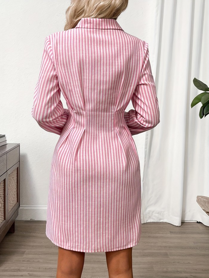 ✨Elegant Striped Waist Cinched Casual Dress✨