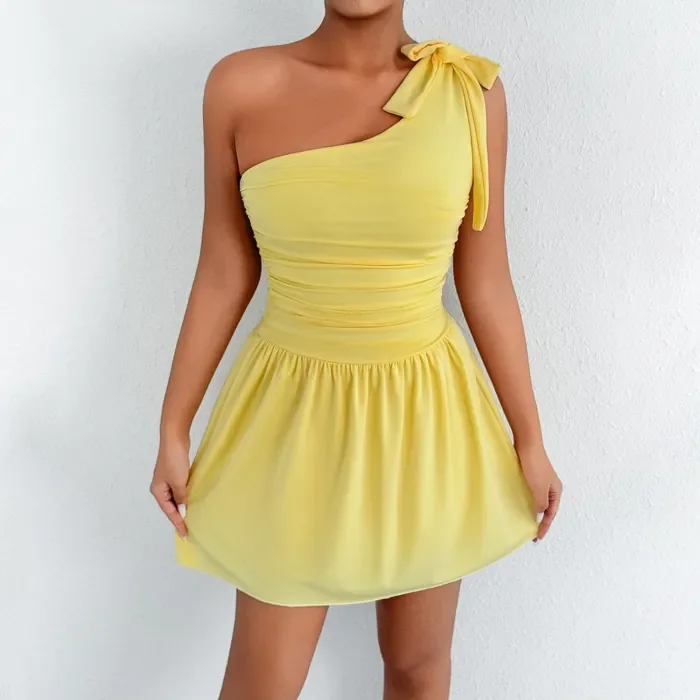 ✨One Shoulder Square Neck A-Line Mini Dress✨