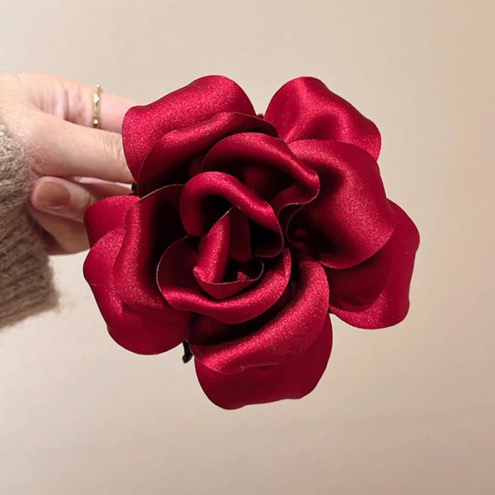 ✨Vintage Elegant Satin 3D Rose Hair Claw Clip✨