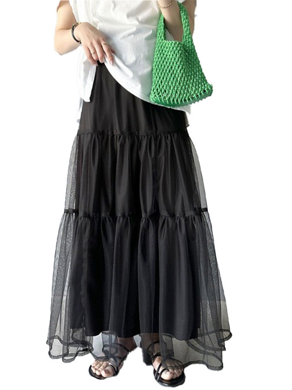 ✨High Waist Draped Gauzy A-Line Midi Skirt✨