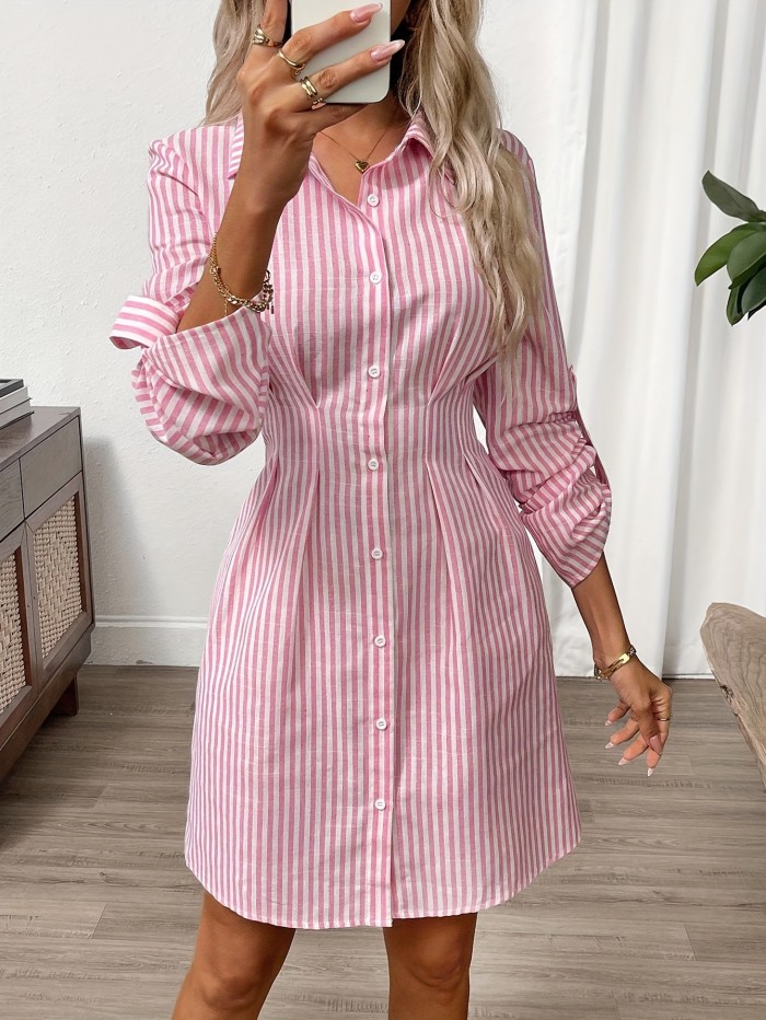 ✨Elegant Striped Waist Cinched Casual Dress✨