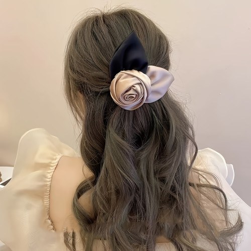 ✨Elegant Satin Bow Rose Hair Clip✨
