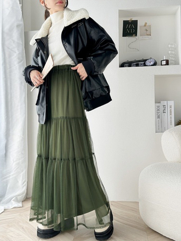 ✨High Waist Draped Gauzy A-Line Midi Skirt✨