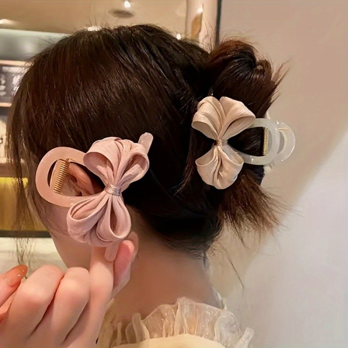 ✨Simple Bow Fabric Hair Clip & Shark Clip for Half-Up Hairstyles✨