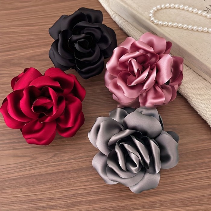 ✨Vintage Elegant Satin 3D Rose Hair Claw Clip✨