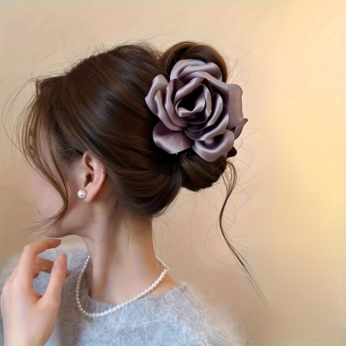 ✨Vintage Elegant Satin 3D Rose Hair Claw Clip✨