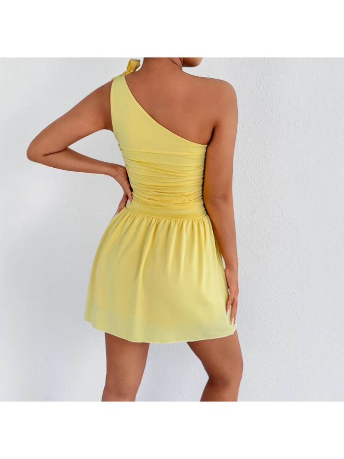 ✨One Shoulder Square Neck A-Line Mini Dress✨