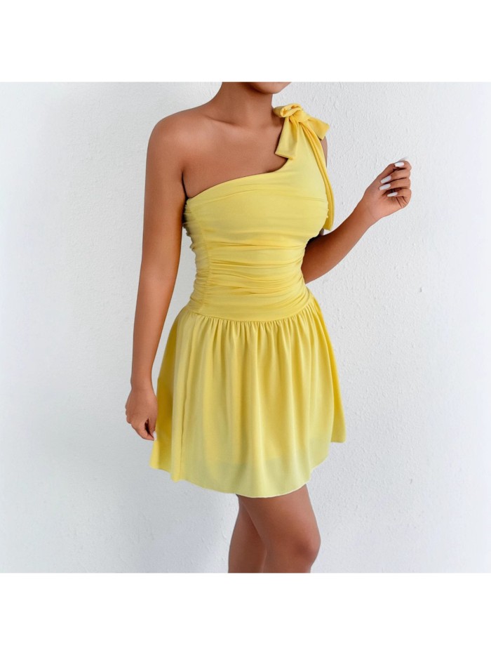 ✨One Shoulder Square Neck A-Line Mini Dress✨